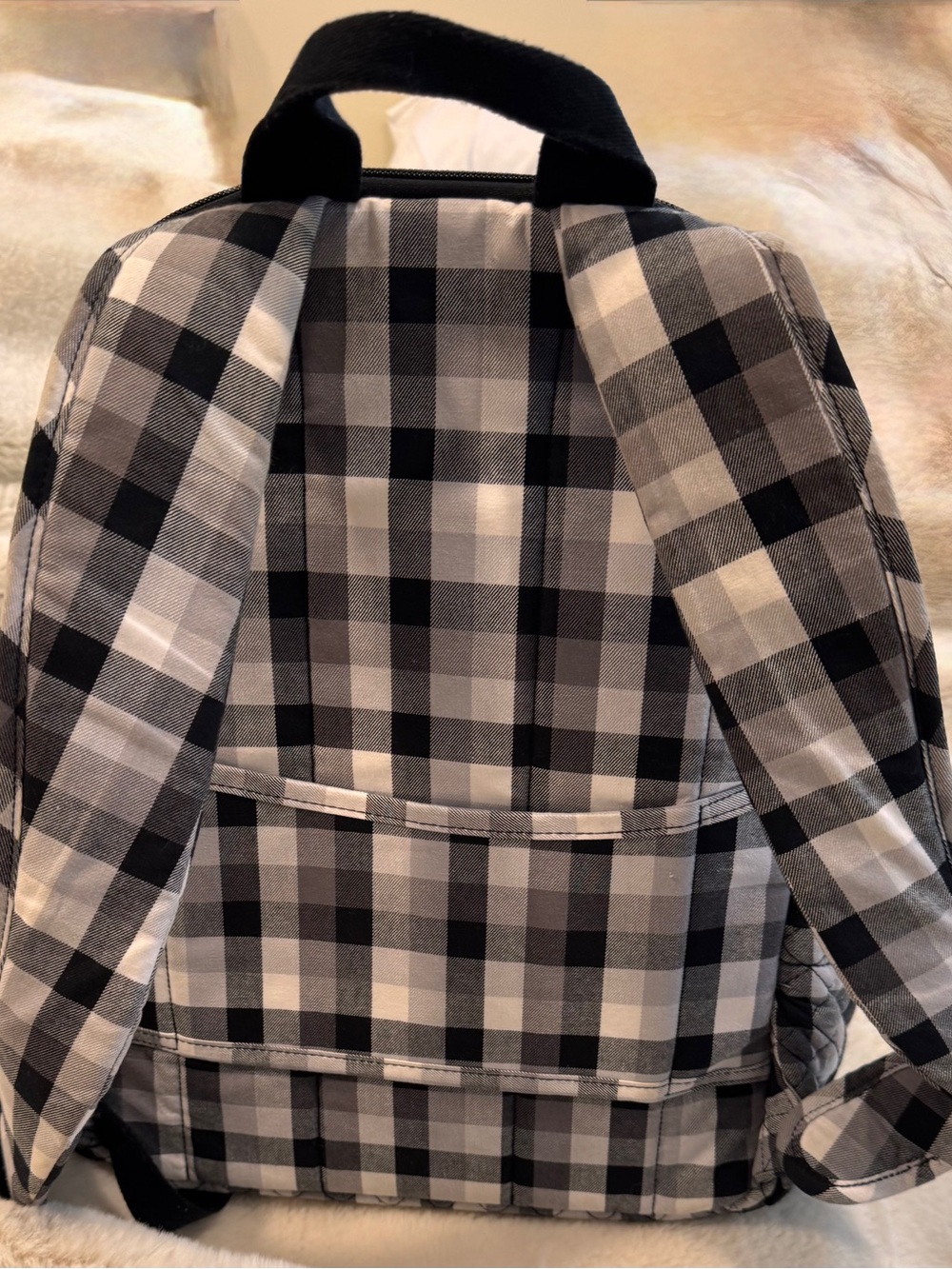 Vera Bradley Cotton Campus Backpack, Kingbird Plaid, One Size Black & White - Picture 3 of 15